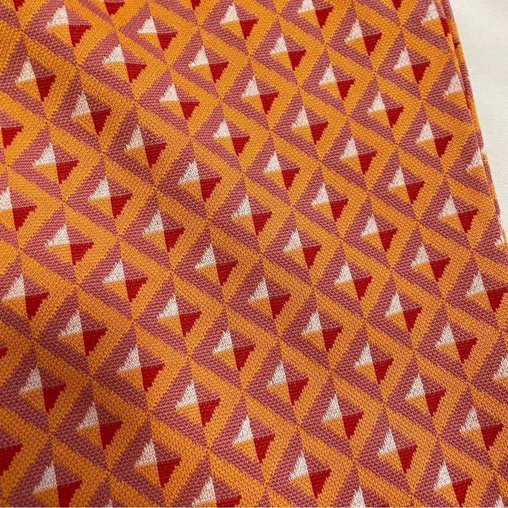 NWT New ZARA Jacquard Knit Geometric Print Pull On Flare Orange Pants Size S